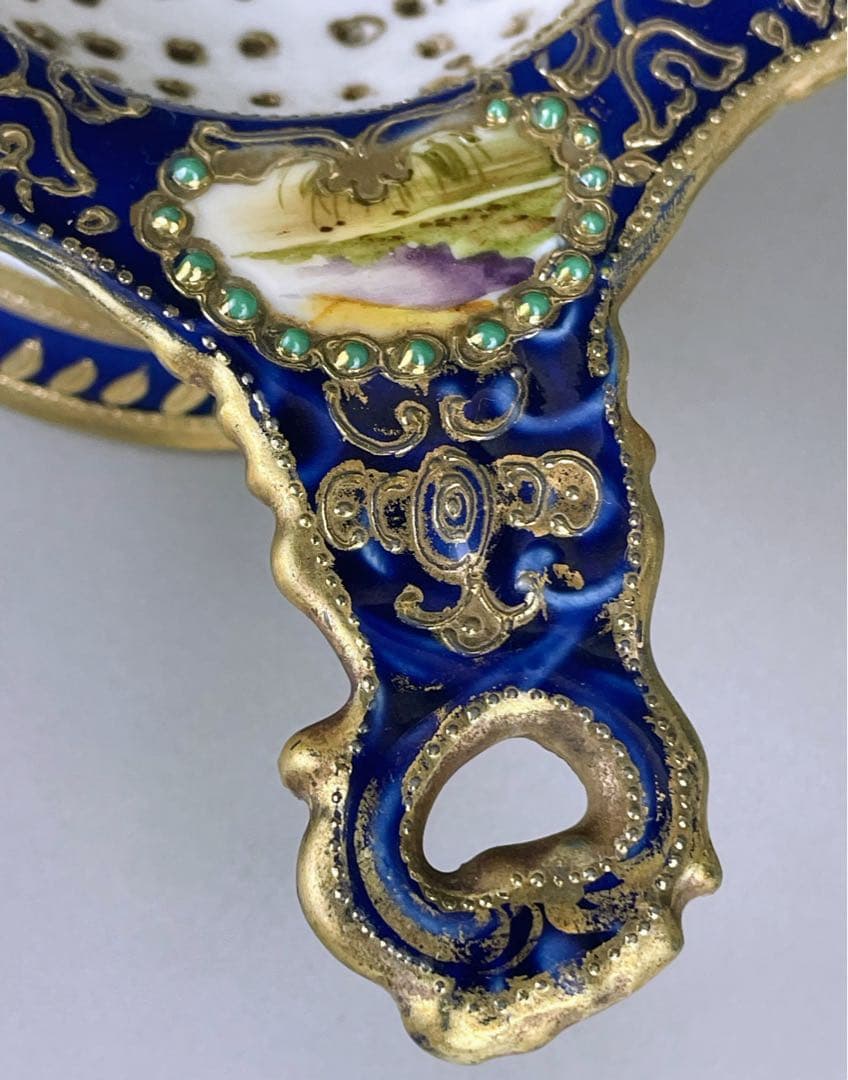 【美品】オールドノリタケ ティーストレーナー 茶漉し ジュエル ジュール スワン