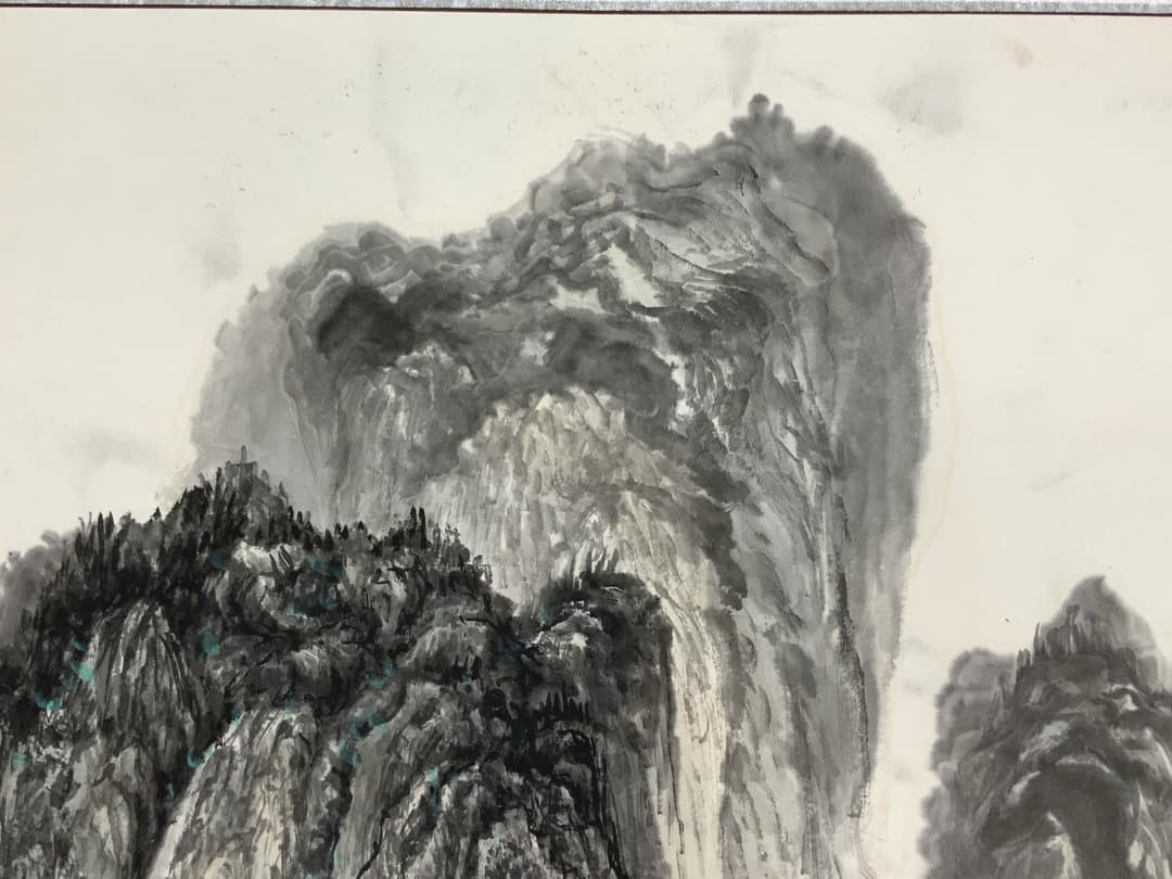 額縁 美術品 水墨画 飾り 山水絵 日本画 中国画 伝統芸術 真作 原作 アルミ