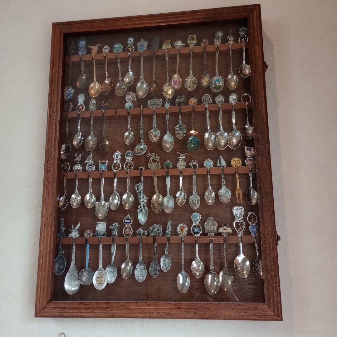 ガラス扉付き】スーベニアスプーンラックUSA、ショップ什器