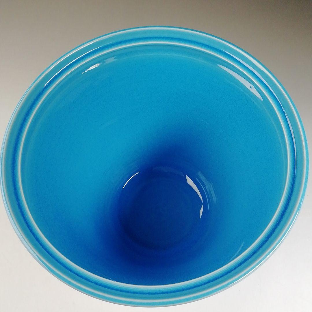 T742 水指 『浅黄交趾 末広』『御室窯』 共箱 茶道具