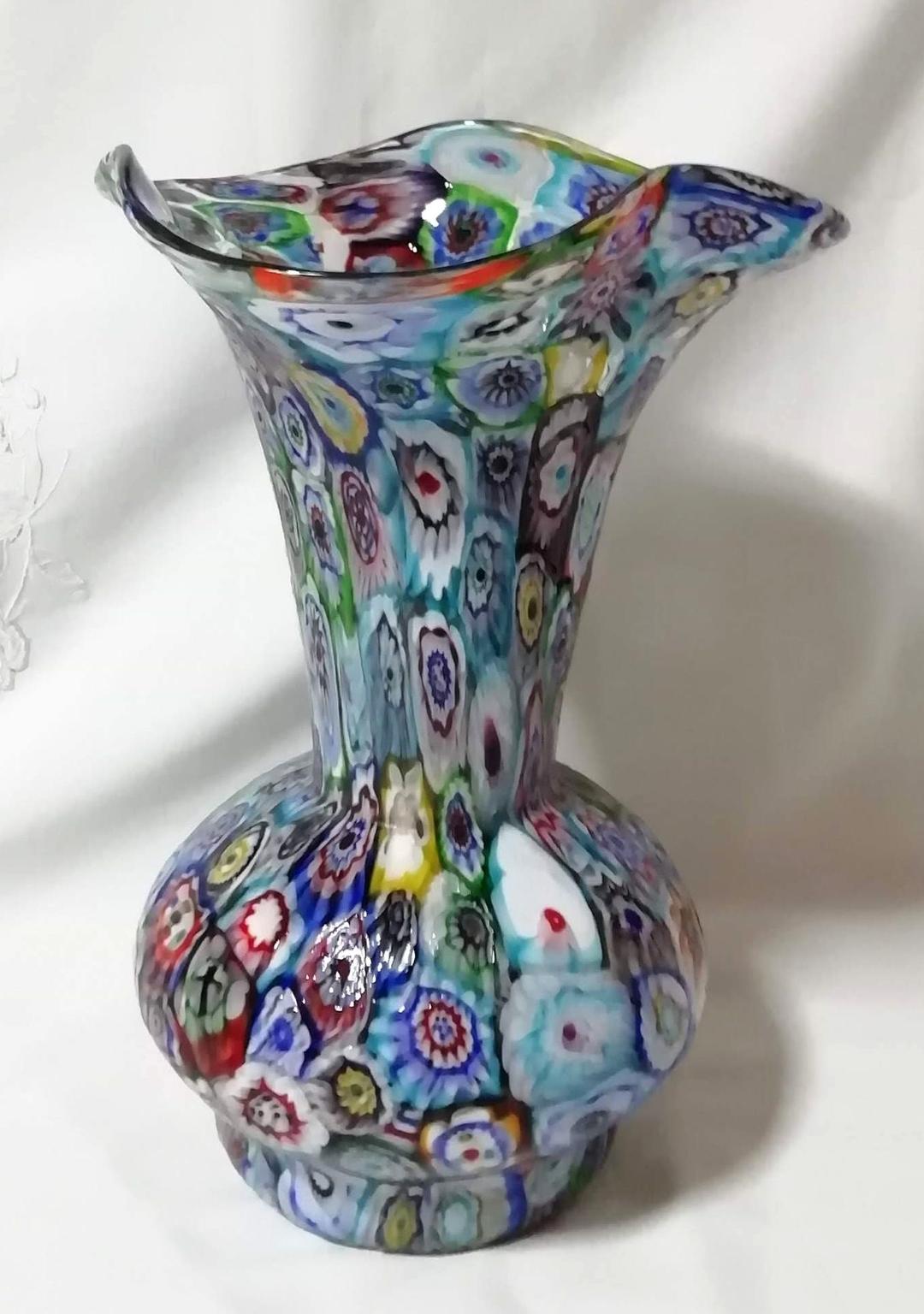 ベネチアンガラス ミルフェリオ 30センチ 花瓶 Venetian Glass