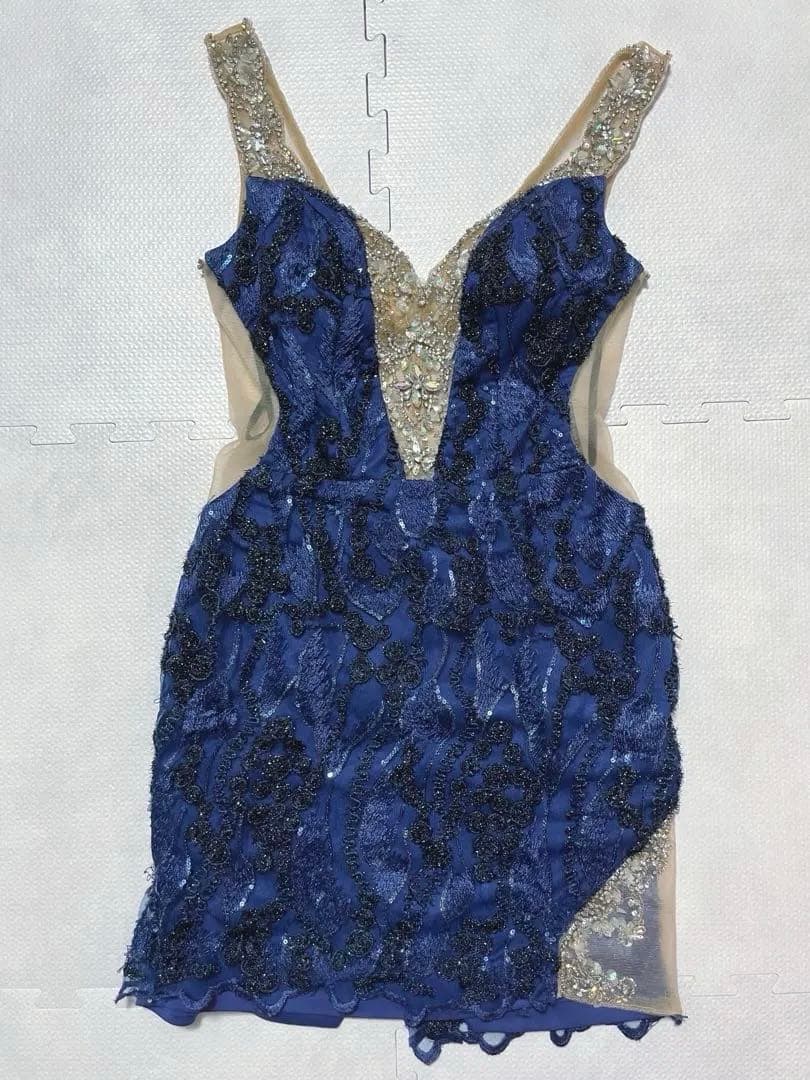 AngelR エンジェルアール ドレス キャバクラ ビジュー シアー ラメ 青