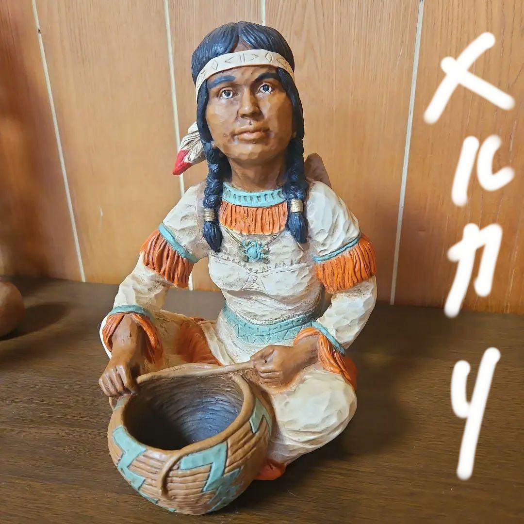 インディアン女性の置物 ネイティブアメリカン