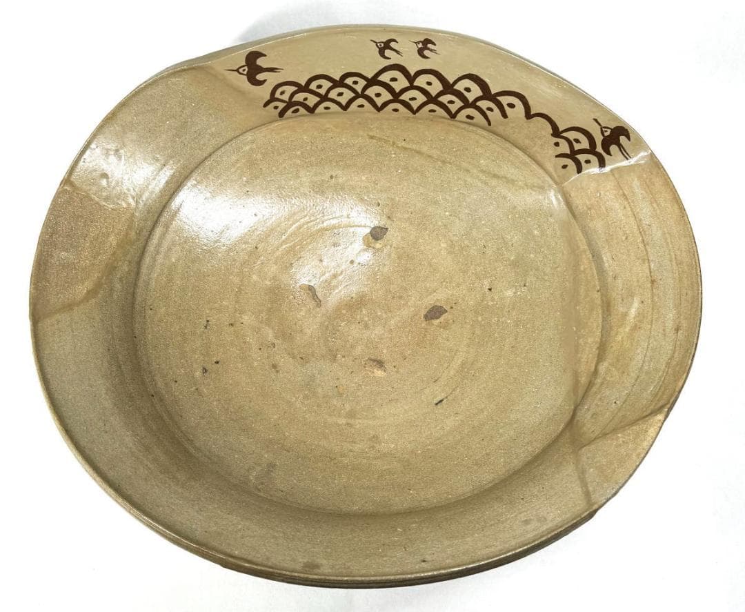 古唐津 絵唐津特大鉢 約3kg 時代物 発掘品 ウブ品 古美術 WWTT117