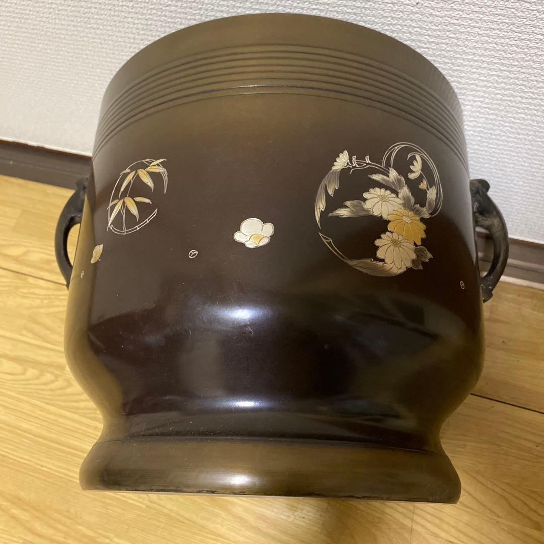銅製火鉢古民道具手あぶり火鉢 Z1166 【希少】 陶器 火鉢 銅落とし 手