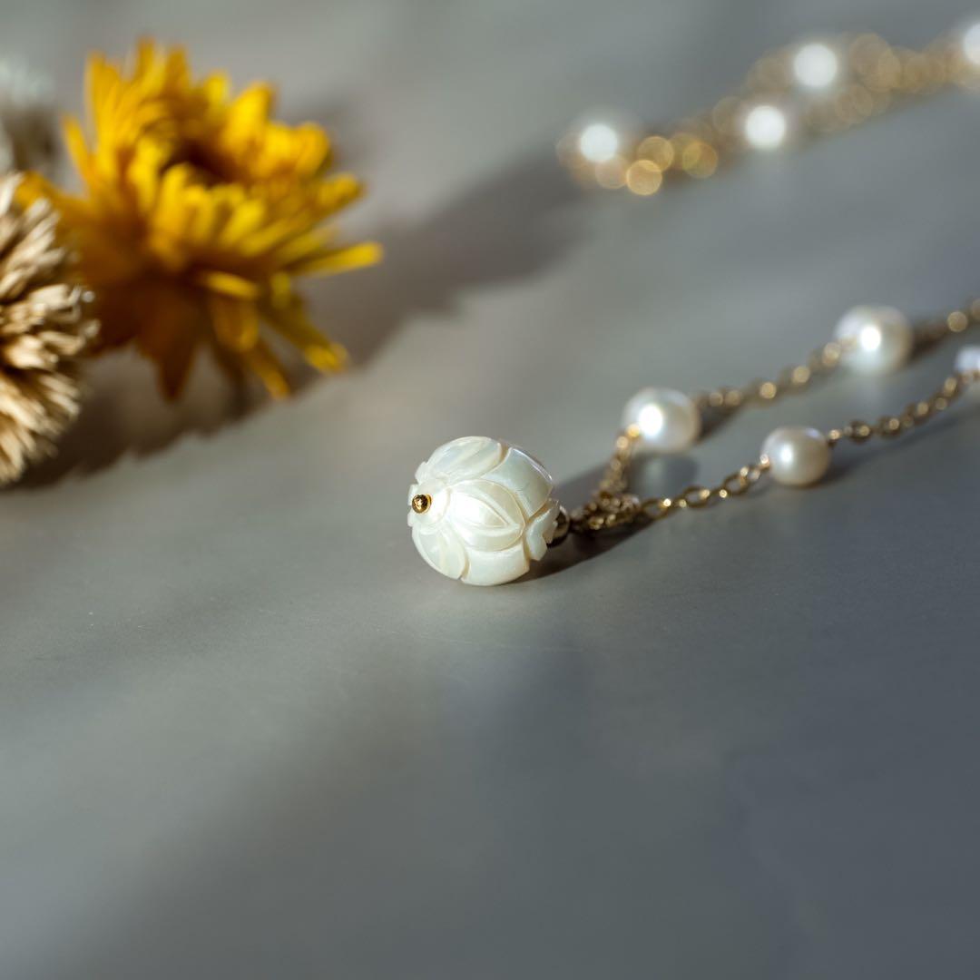 14kgf淡水パールカービングネックレス Gちゃん 様専用♦︎14kgf淡水