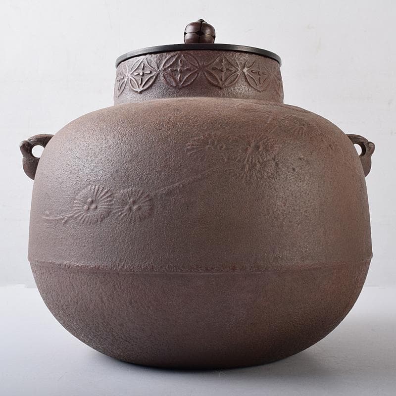 茶道具 人間国宝 釜師 高橋敬典作 唐松地紋 甑口窯 共布共箱