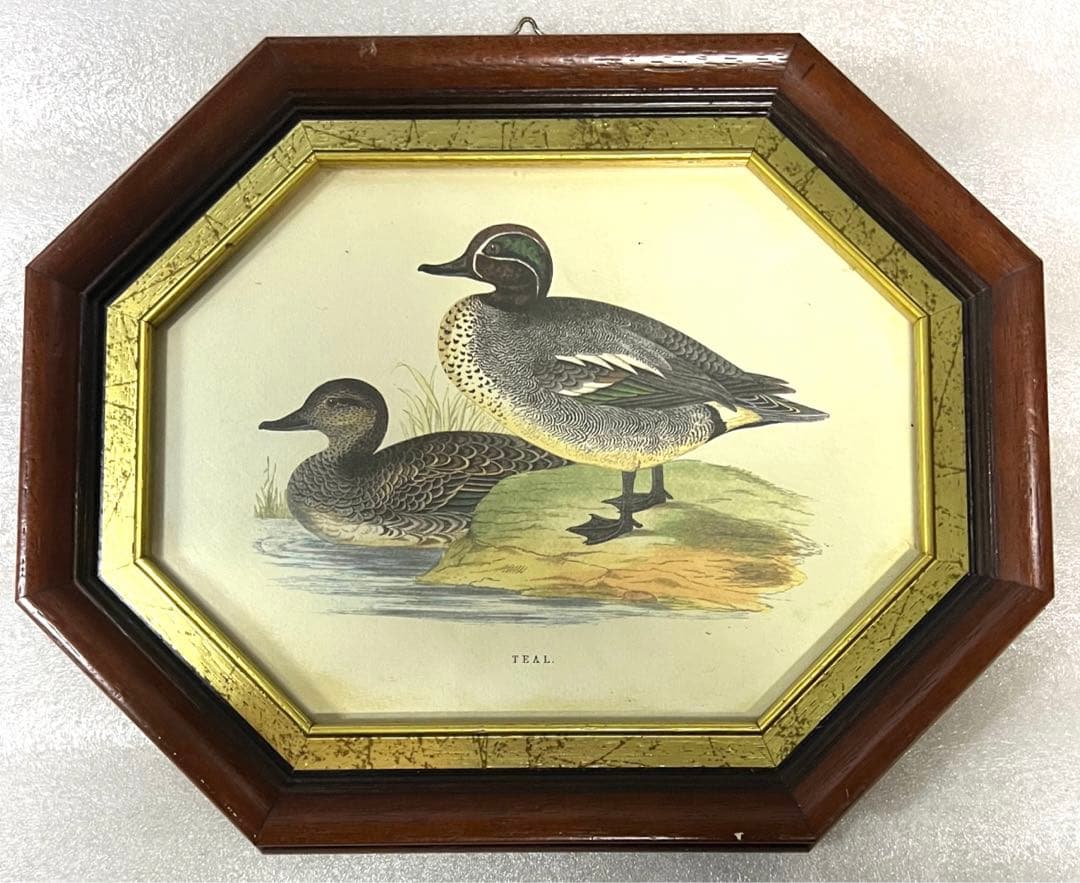 カモ画 アンティーク 調額縁 イタリア 輸入 額絵 天然木 フレーム