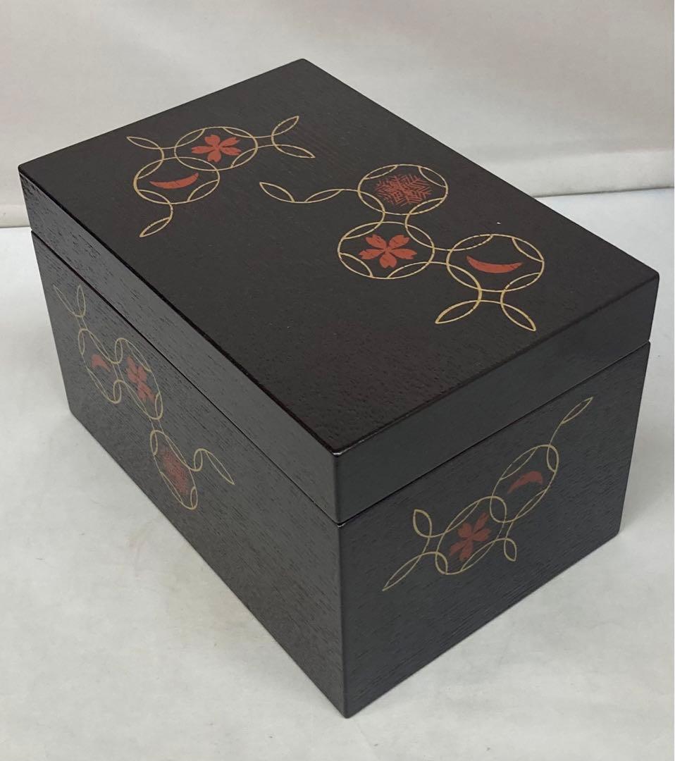 B216 茶箱セット 19点雪月花七宝繋文溜漆描き合わせ塗茶道具