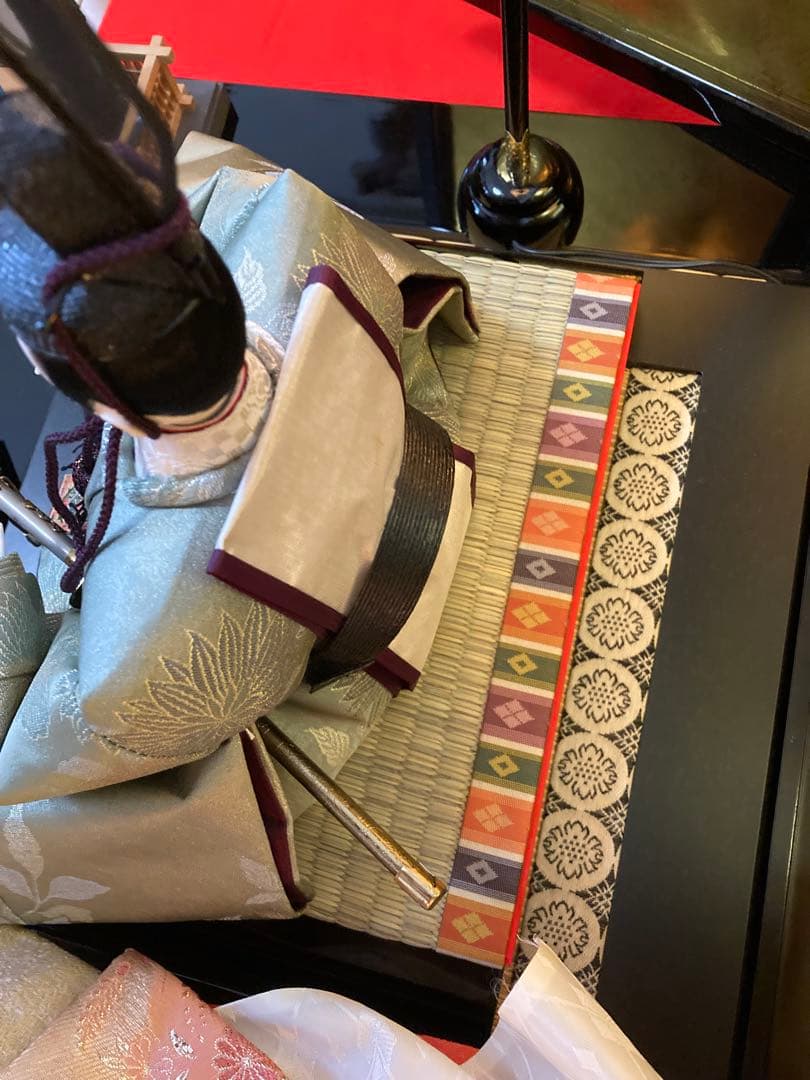 雛人形セット 親王飾り　西陣織　金屏風付き