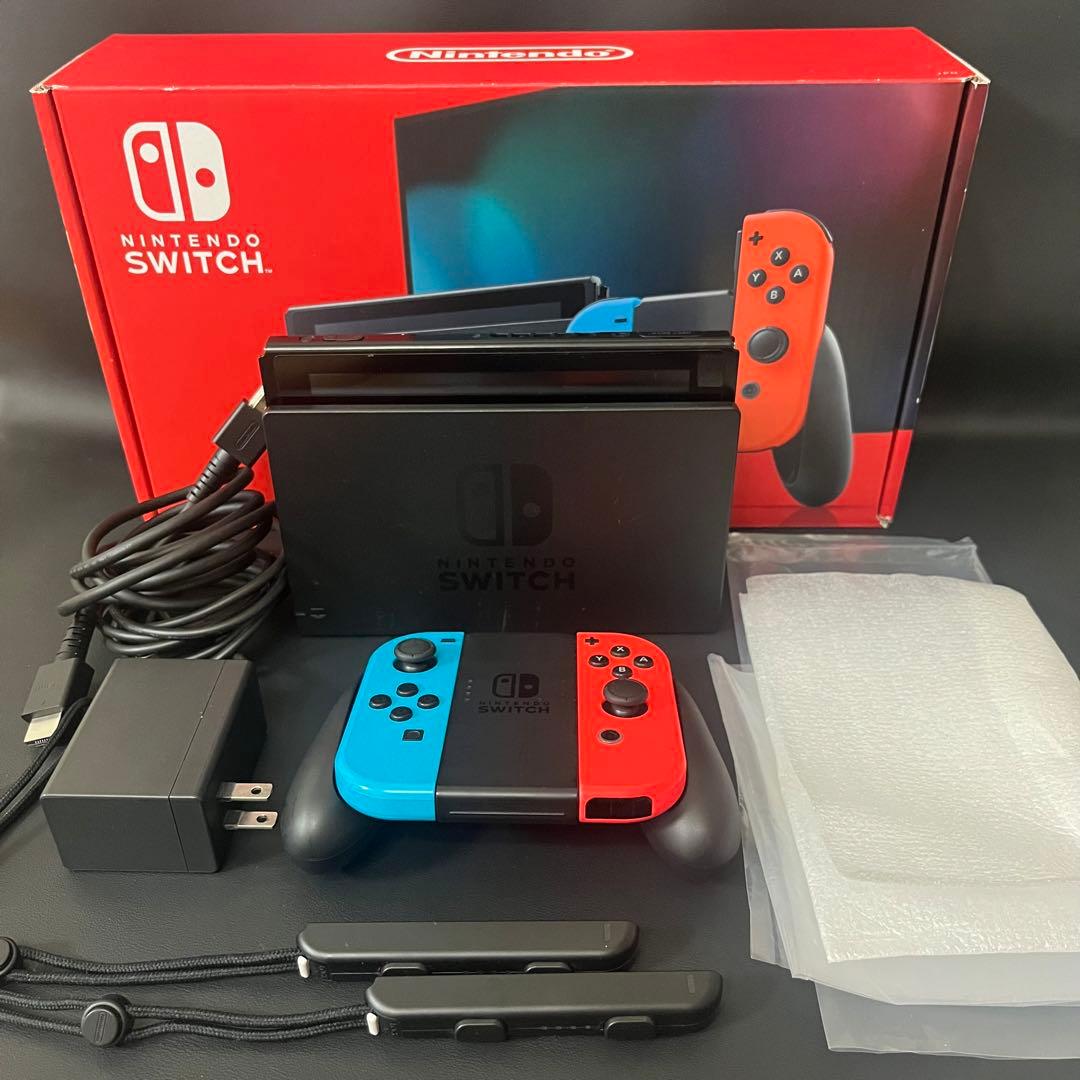 【美品/新品スティック交換済み/完品/動作確認OK】Switch 本体 青/赤