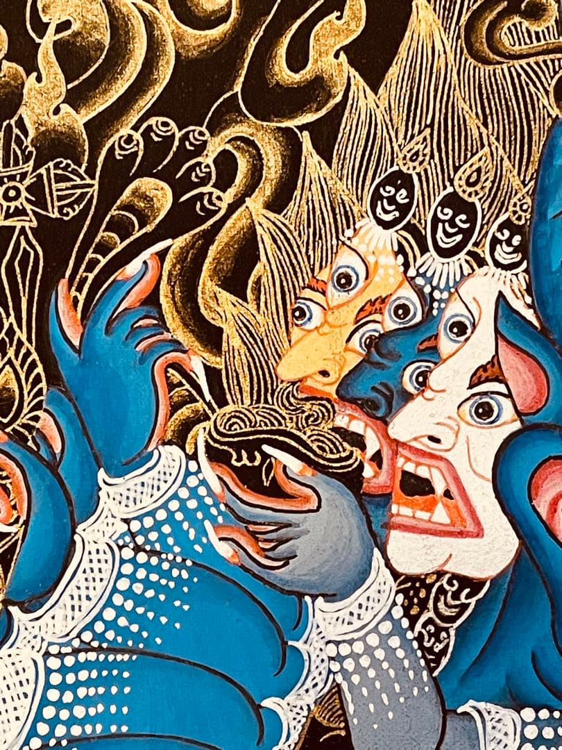 肉筆画 一点物 ヤマーンタカ 歓喜天 大威徳明王 曼荼羅 タンカ