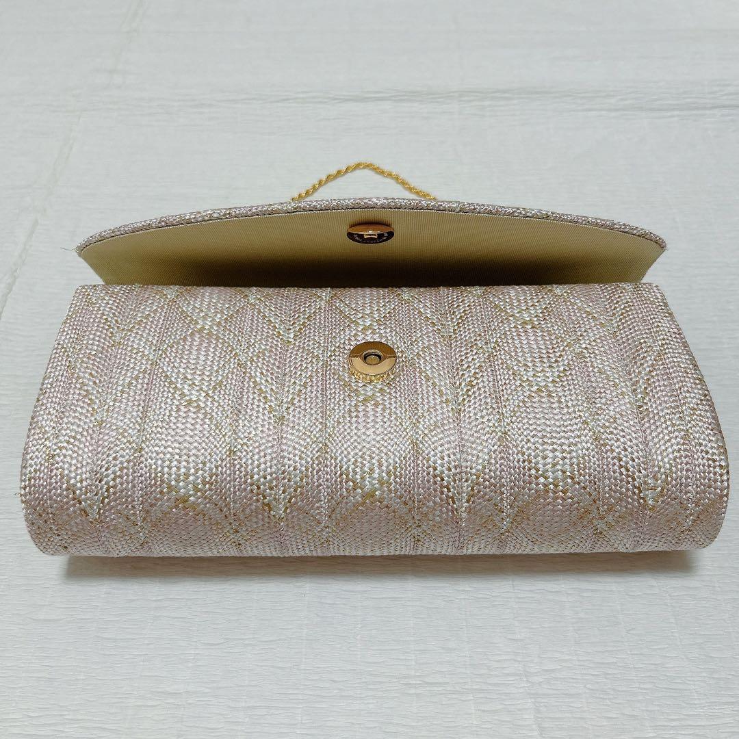 白梅謹製　和装バッグ　クラッチバッグ　フォーマル　組紐　絹　金糸　ピンク　未使用