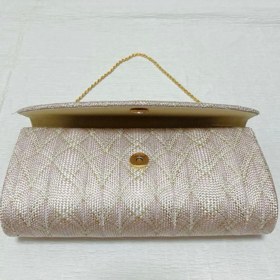 白梅謹製　和装バッグ　クラッチバッグ　フォーマル　組紐　絹　金糸　ピンク　未使用