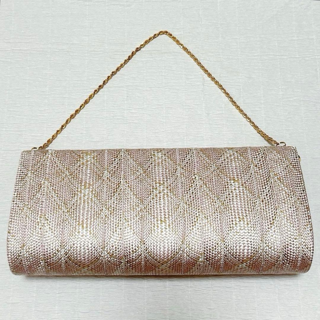 白梅謹製　和装バッグ　クラッチバッグ　フォーマル　組紐　絹　金糸　ピンク　未使用