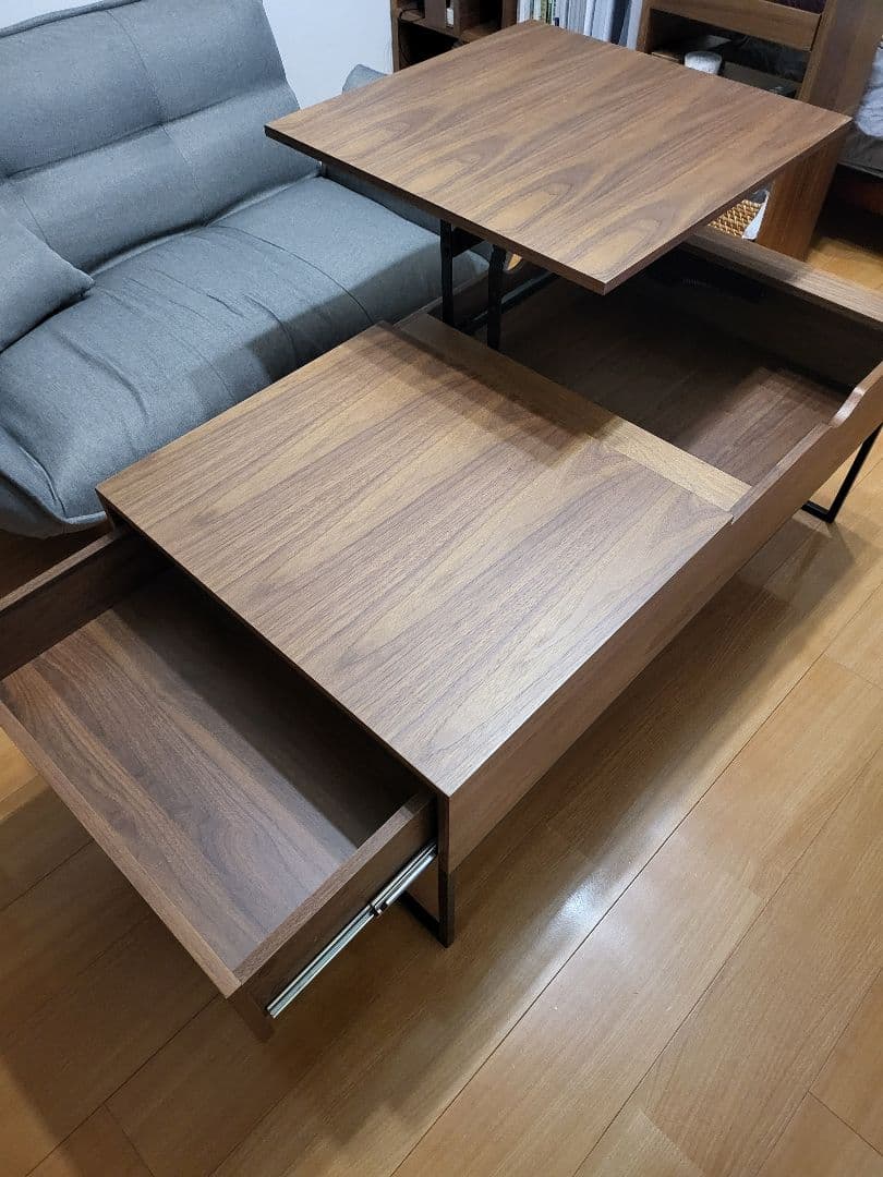 リフティングテーブル 昇降式 鉄脚 木製 LOWYA