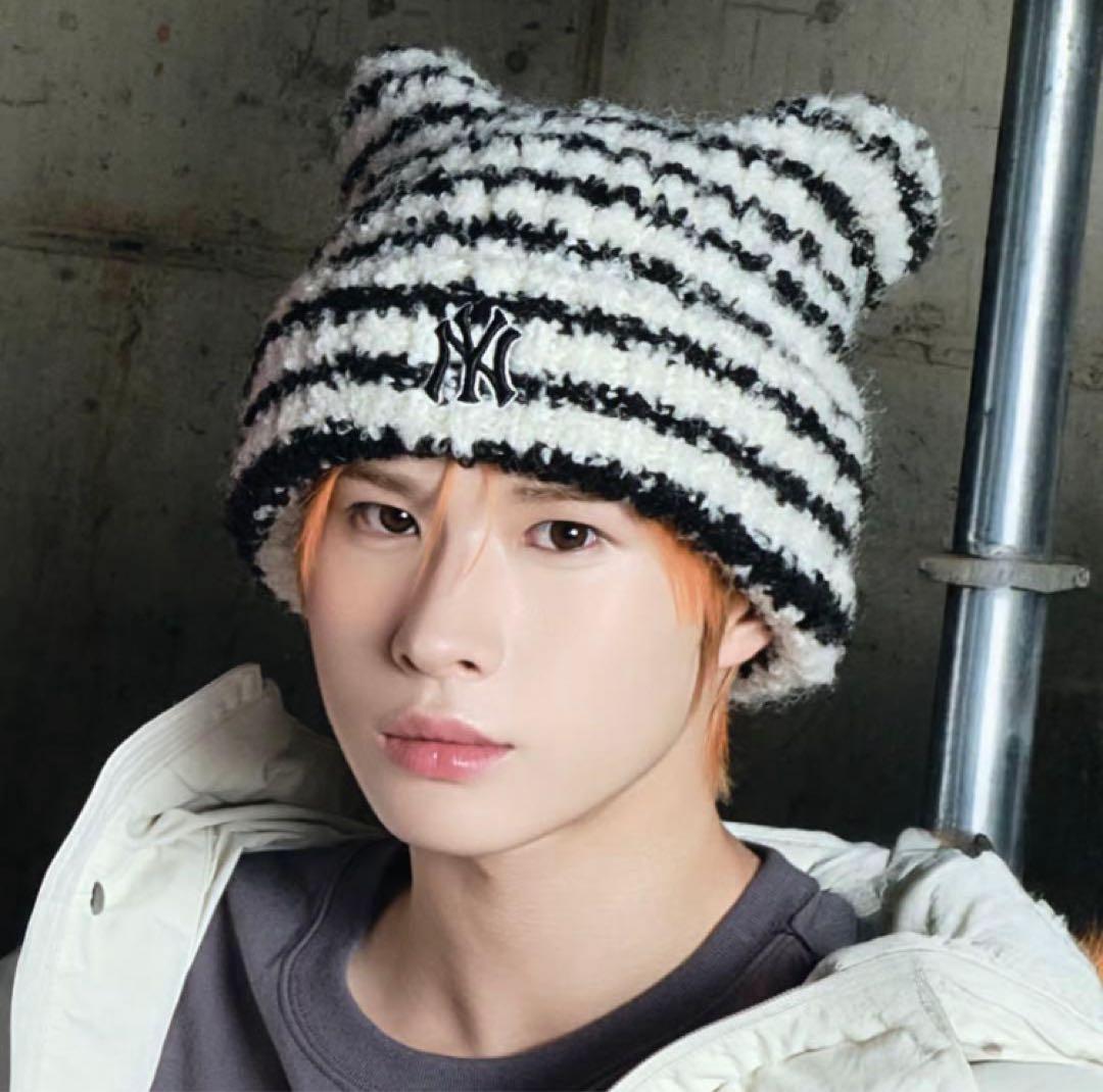韓国限定 MLB カリナ 猫耳 ミャオン ビーニー ニット帽 aespa【新品