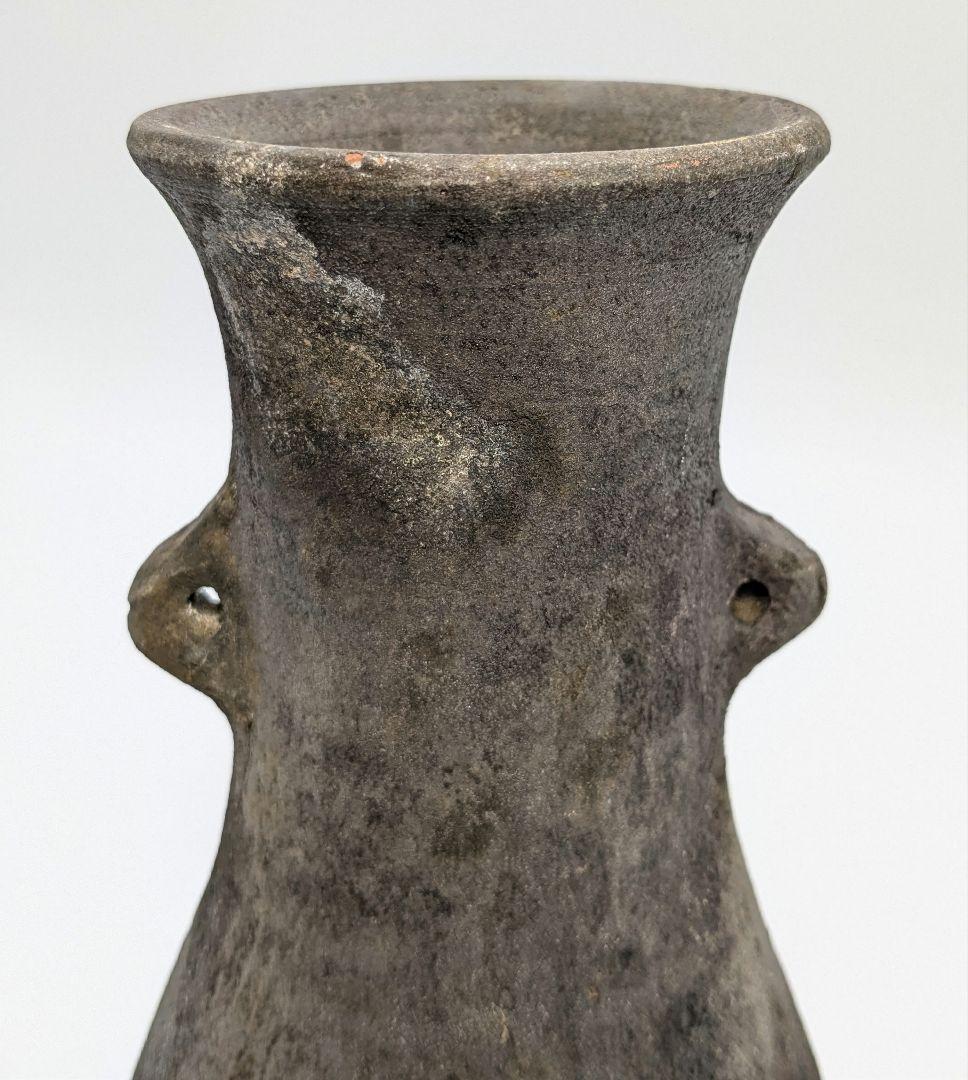 岡山県重要無形文化財 山本出 備前焼 耳付花入 備前須恵 花瓶