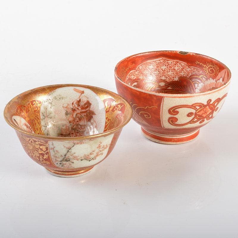 九谷焼 大日本九谷 清閑製 赤絵金彩 盃 二客 時代箱付 G R6476 - メルカリ