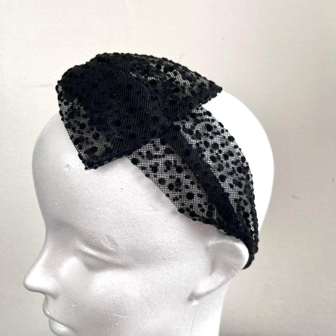 美品❤︎】ジェニファーオーレット 黒ドットレースカチューシャ