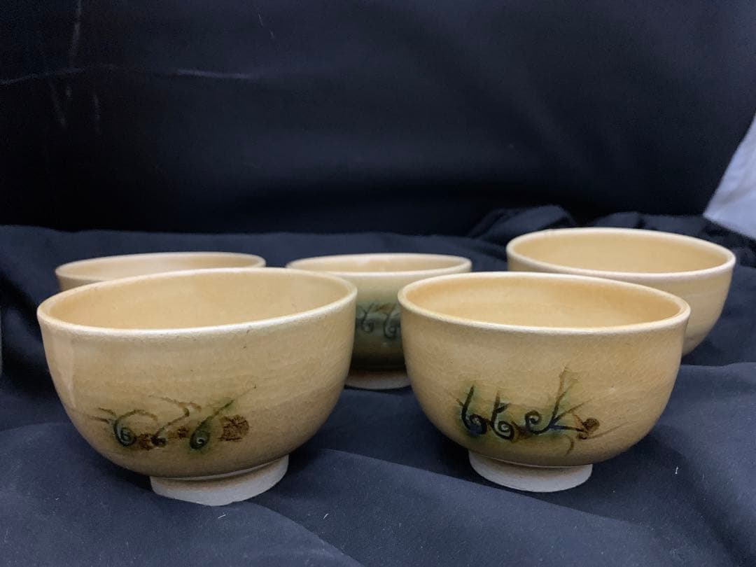 黄瀬戸 湯呑 5客 共箱付き 加藤令吉作