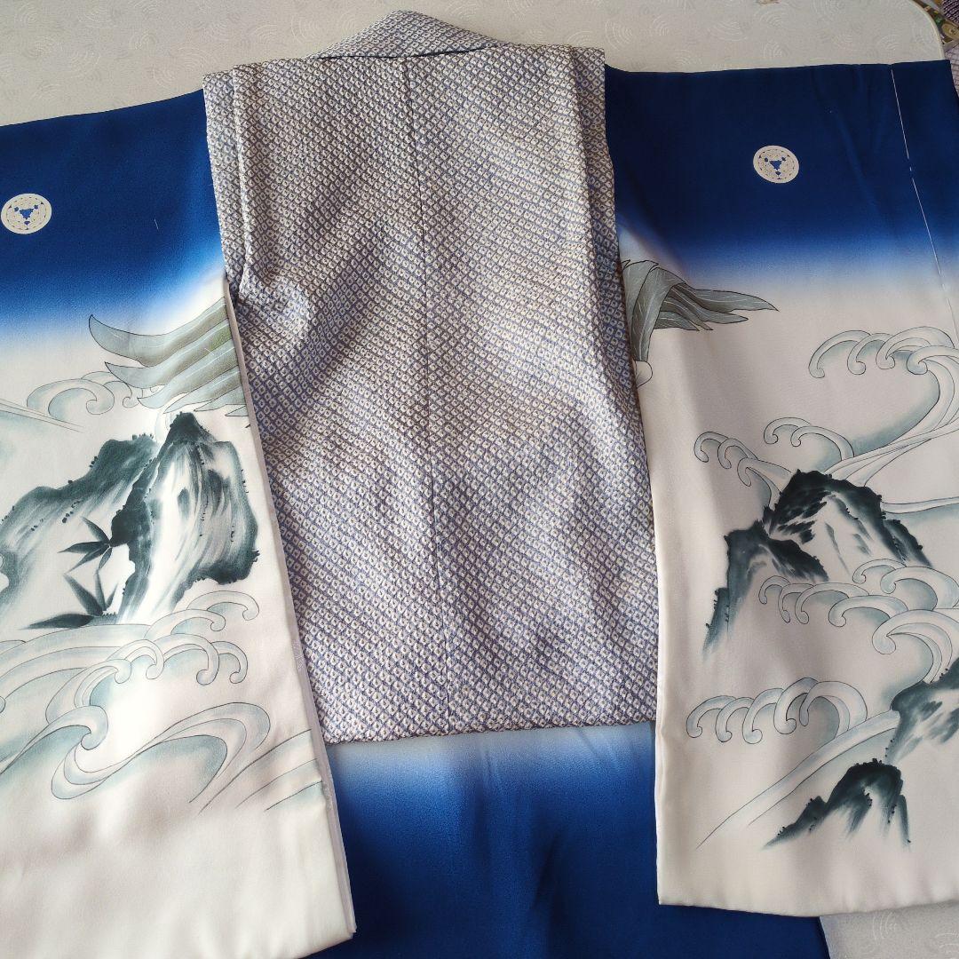 七五三３歳男の子正絹着物と正絹総絞り手縫いの被布（長襦袢付き）