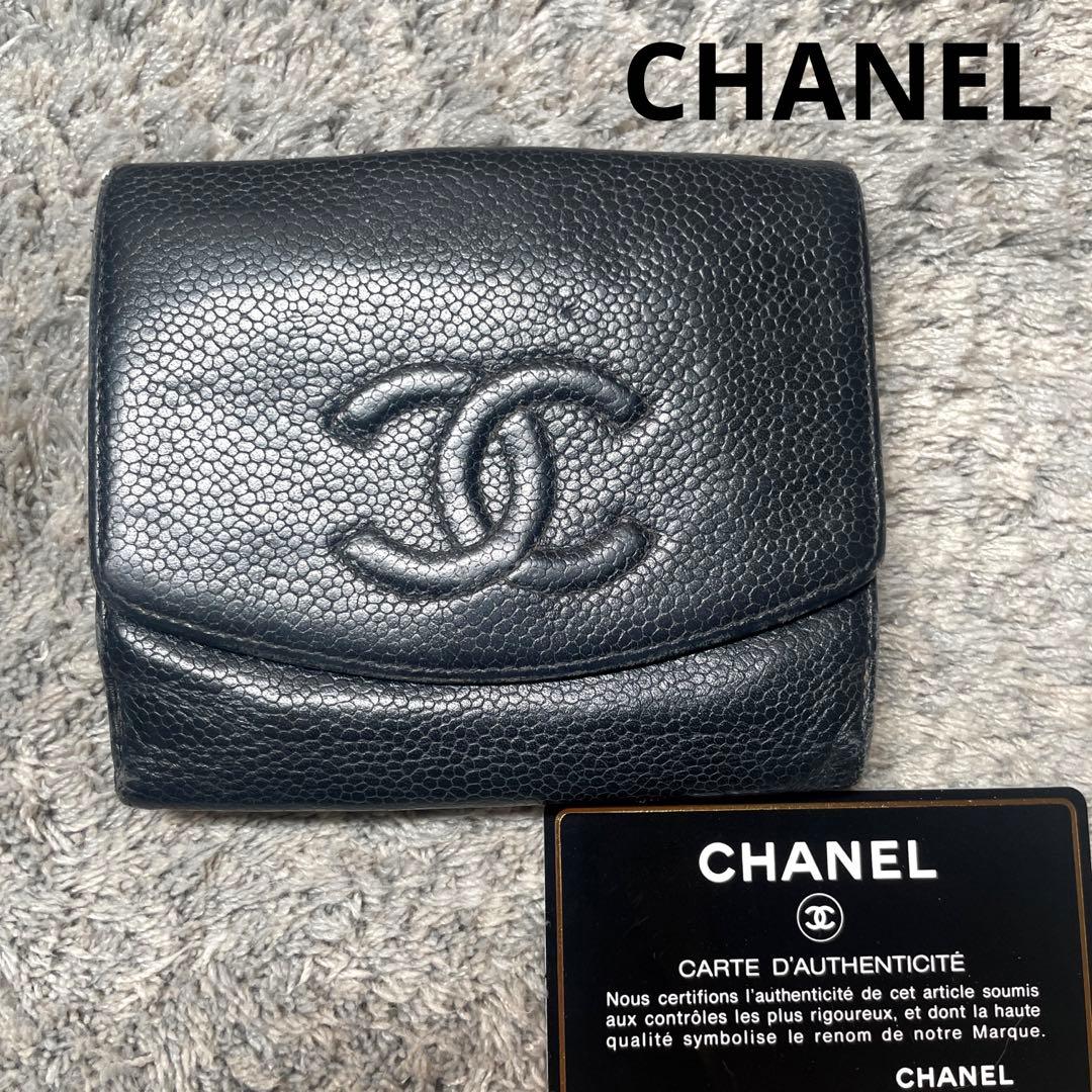 CHANEL シャネル 折り財布 ココマーク レザー