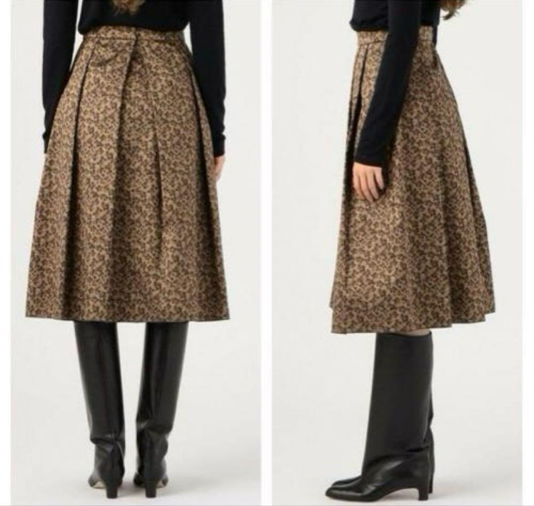 トゥモローランド　レオパードタックフレアスカート　S