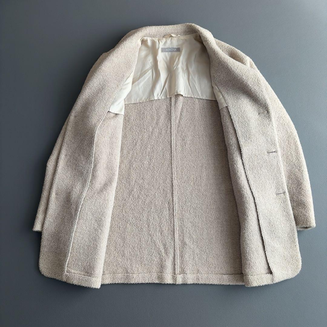アニオナ アルパカ ジャケットコート ブークレ ボア ウール イタリア製