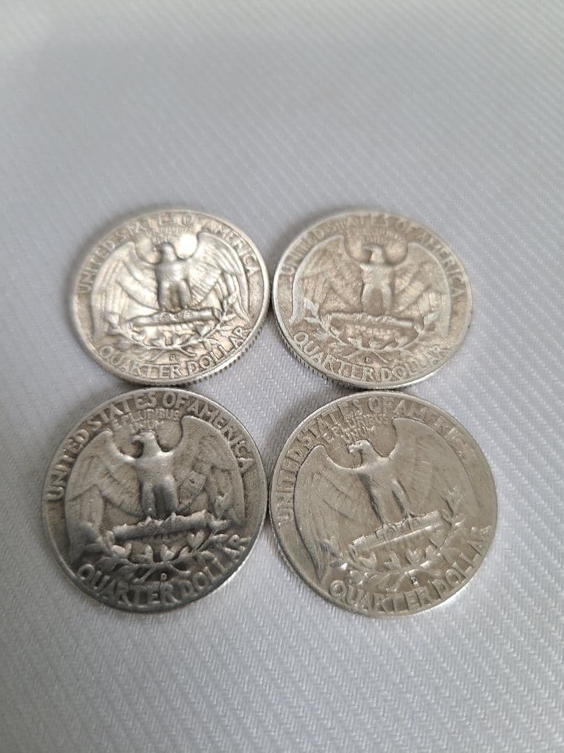 【希少・銀貨】1957年 アメリカ 25セント硬貨（デンバー造幣局 D刻印）