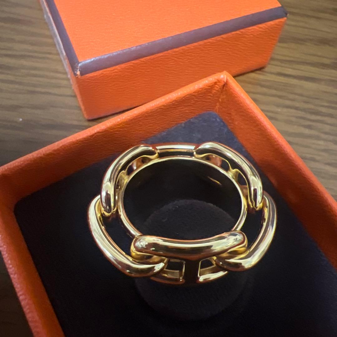 未使用級　エルメス　シェーヌダンクル　スカーフリング　　ゴールド　金