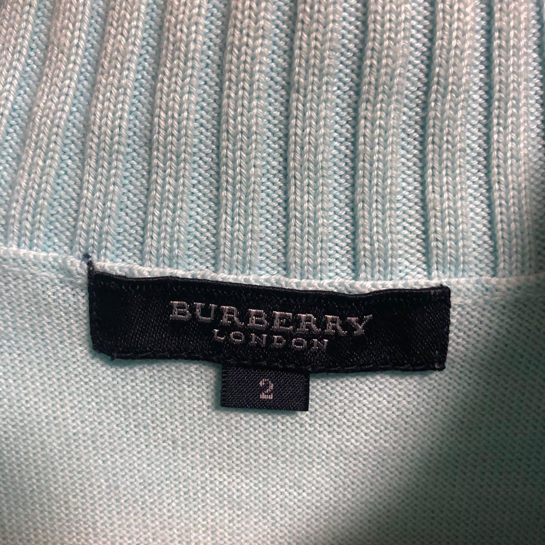 美品　BURBERRY London刺繍　水色 ノバ ノースリーブサイズ2