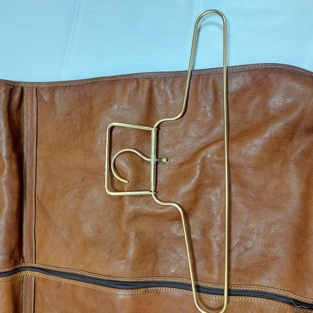 最高級バケッタレザー本革ガーメントバック 衣装ケース茶色ゴールド