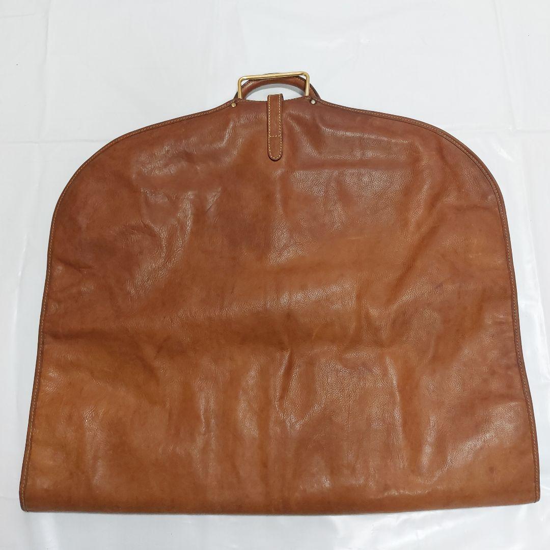 最高級バケッタレザー本革ガーメントバック 衣装ケース茶色ゴールド