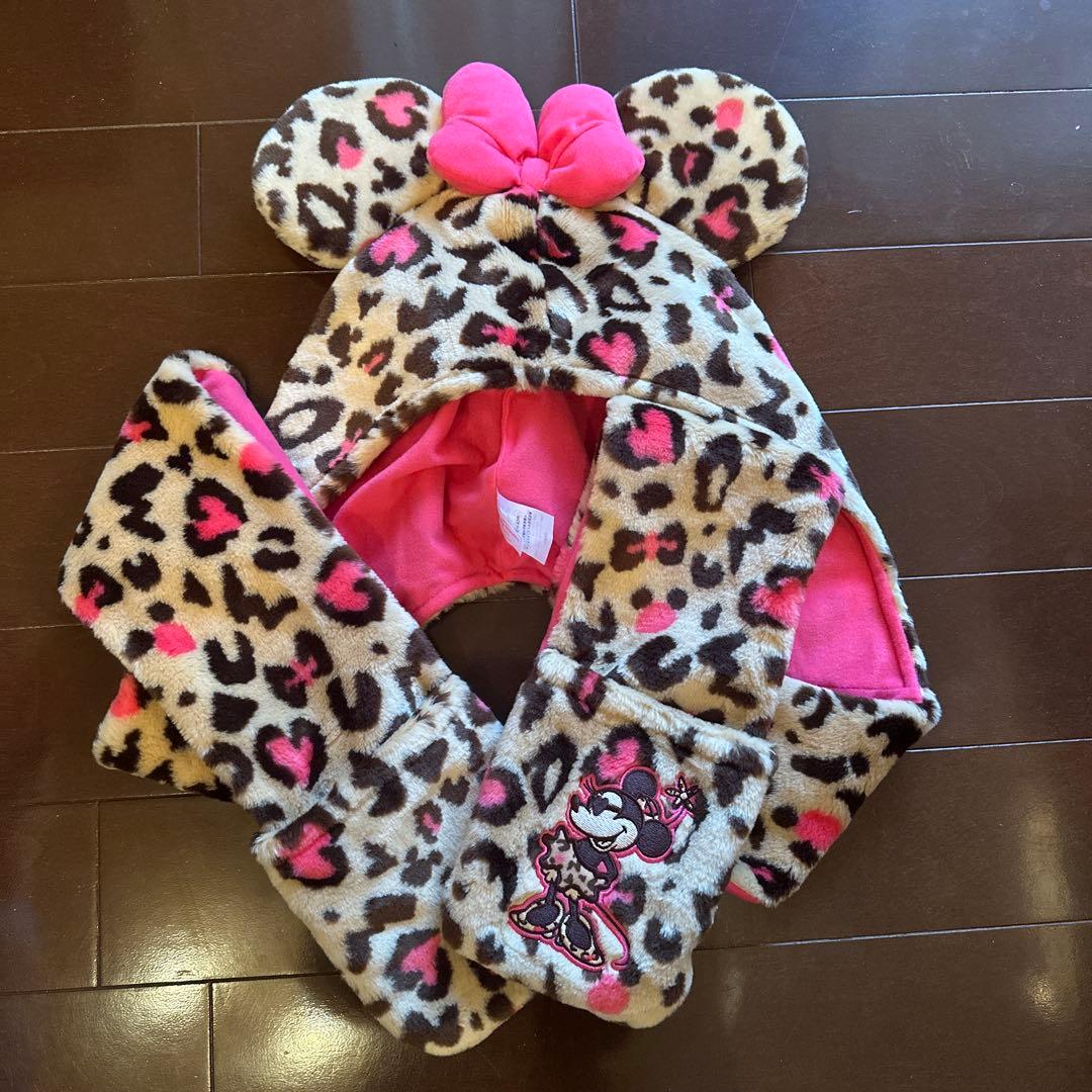 ディズニー ファンキャップ ミニー ヒョウ柄 マフラー Disney