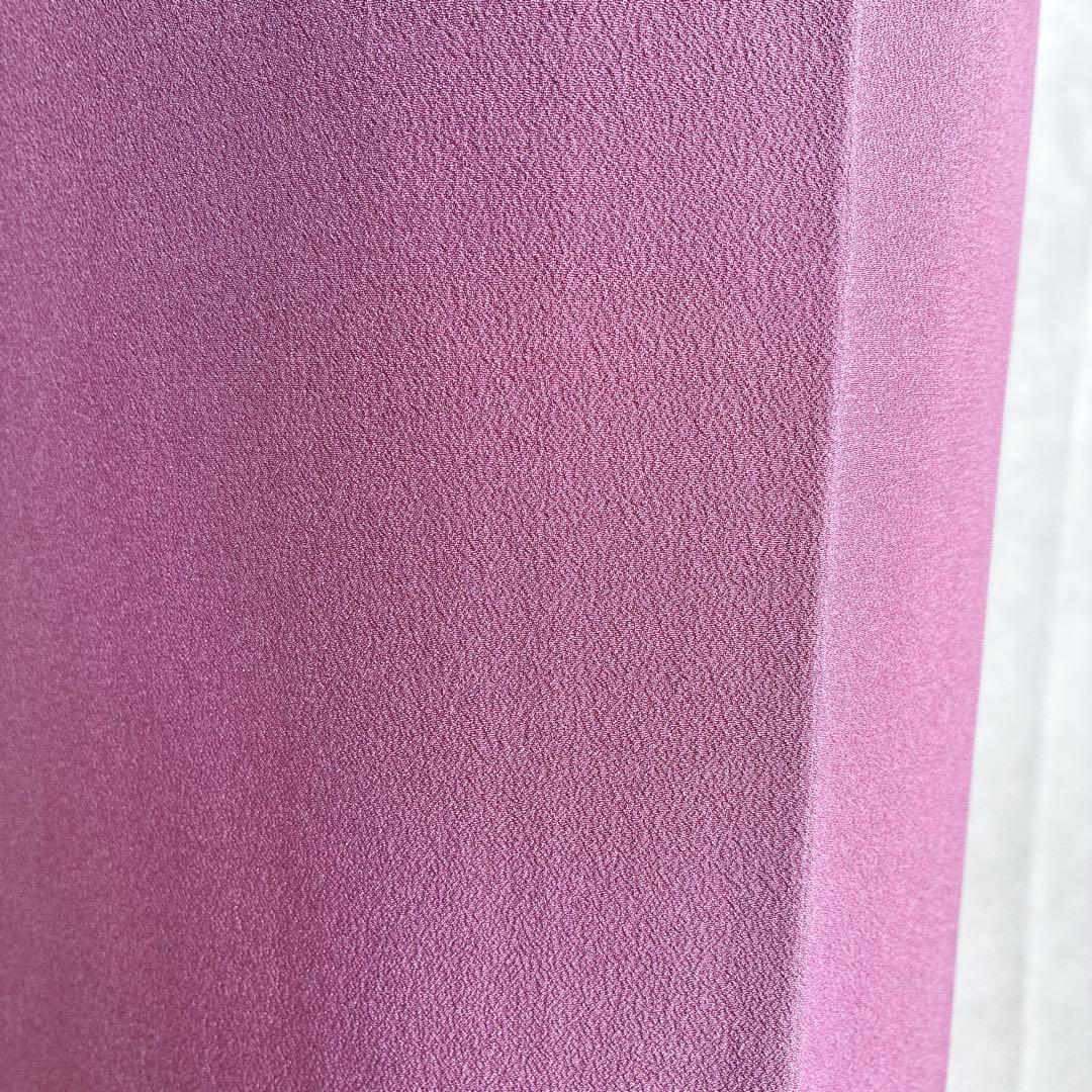 色無地 フルセット 着物 正絹 一つ紋 辻ヶ花の帯 赤紫