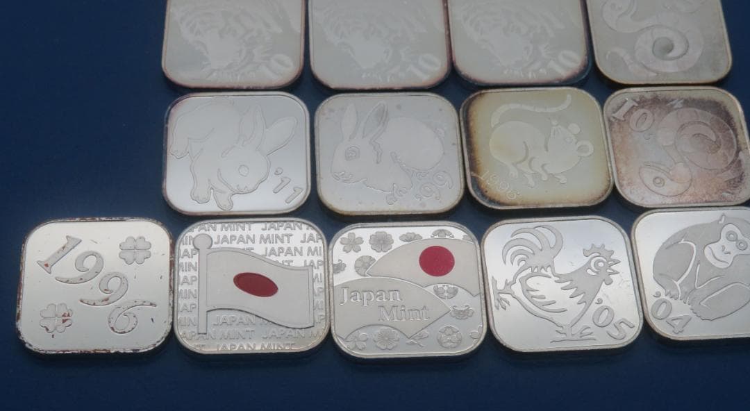 1055.純銀メダル銘純銀メダル17枚まとめ74.05g銀メダルミントだし