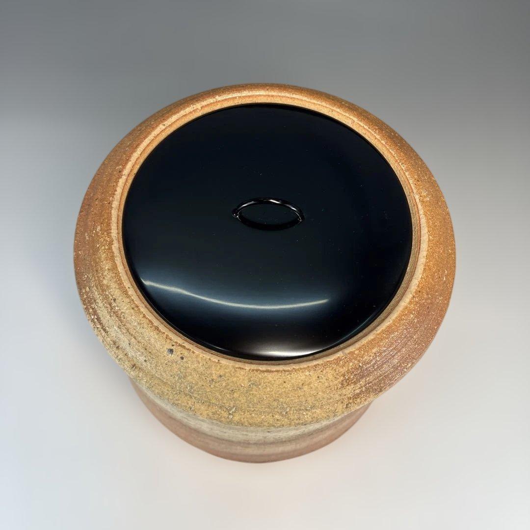 茶道具】加藤孝三造 利休信楽写水指（共箱）塗蓋付☆送料