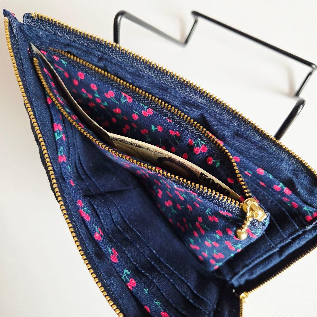 プチトマトページ　L字ファスナー長財布　ハンドメイド