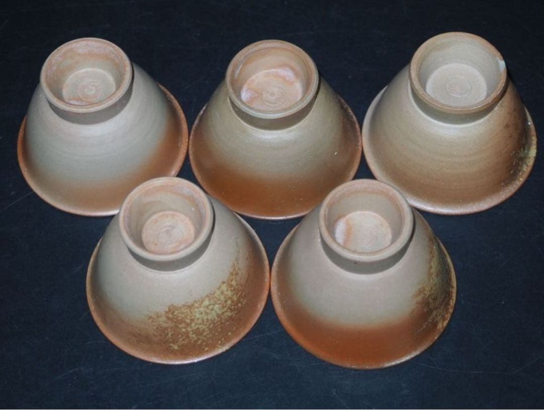 送料無料 陶峰造 備前焼煎茶碗5客 未使用 茶道具 検/楽山紫砂