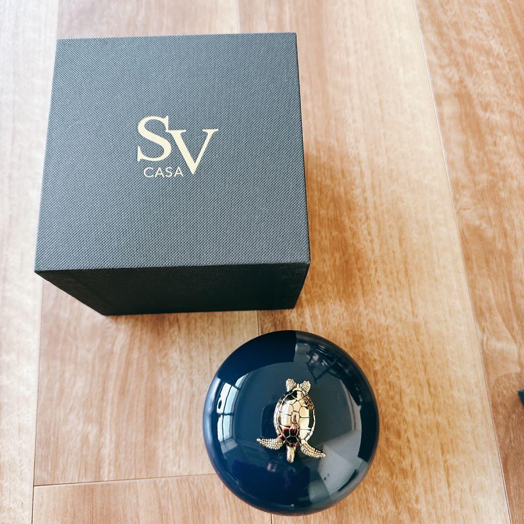 SV CASA ネイビー 亀装飾 収納ボックス ジュエリーケース