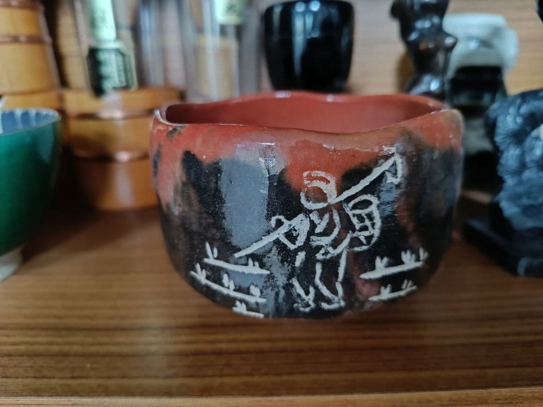 赤黒グラデーション 陶器 茶碗 【選べる二色】MK 赤楽土器 茶碗 11.5cm