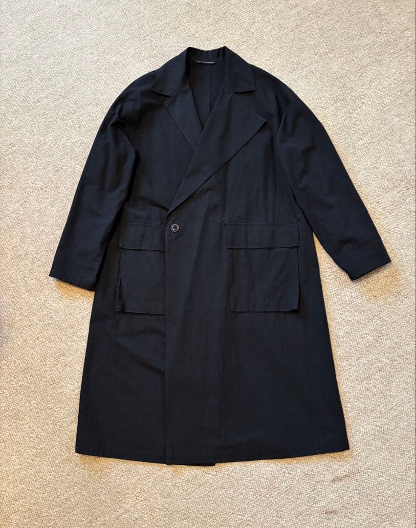 y´s、ブラック ダブルブレスト 、スプリングコート