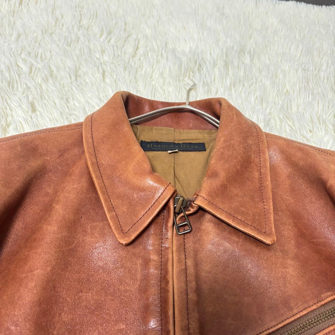 90's✨ハロルズギア ホースレザージャケット 馬革 シングルライダース