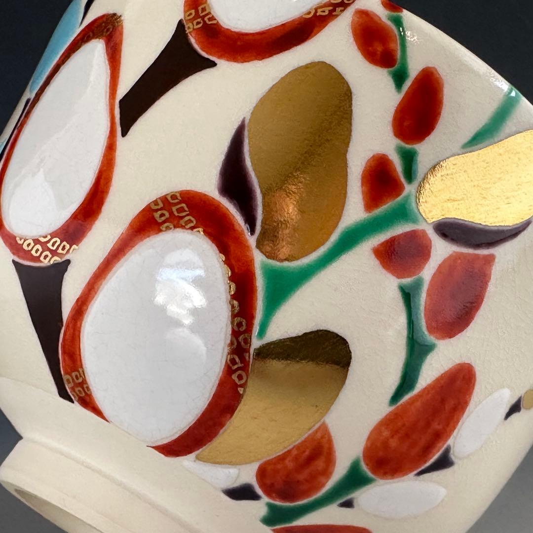 茶道具 色絵 猫柳 茶碗 山本蓼 共箱 京焼 陶芸 抹茶 薄茶 茶会