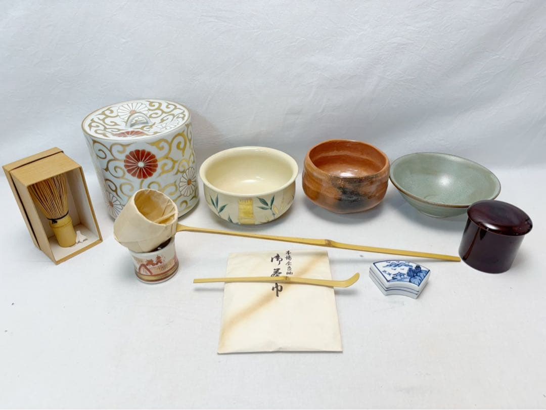 美品 茶道具 溜塗 短册箱 茶箱揃 十二点セット 茶道具一式 持ち運び