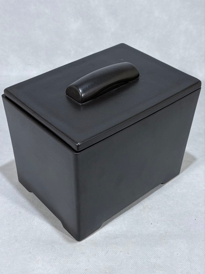 黒四方陶器製 火消壺 水屋道具 美品 茶道具 送料込