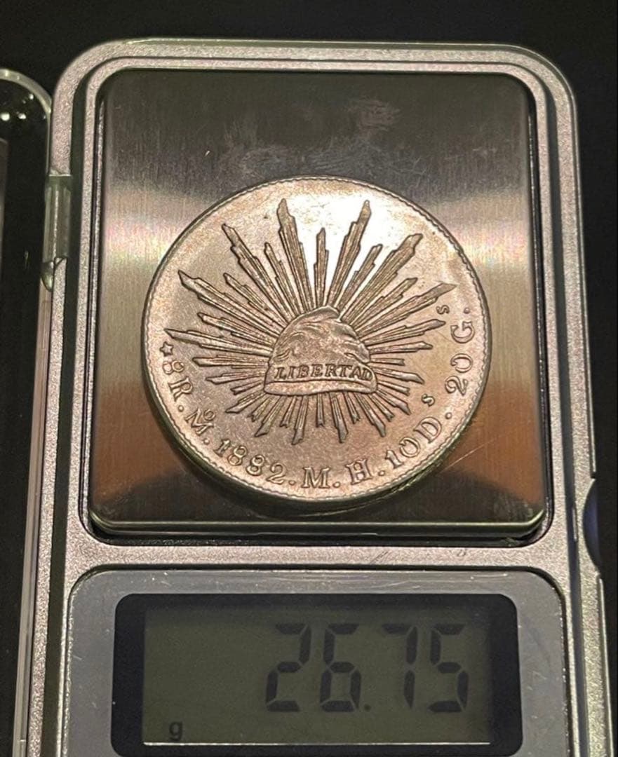 本物希少 メキシコ銀貨 8レアル 1882年 実測26.75g 高音余韻 超美品