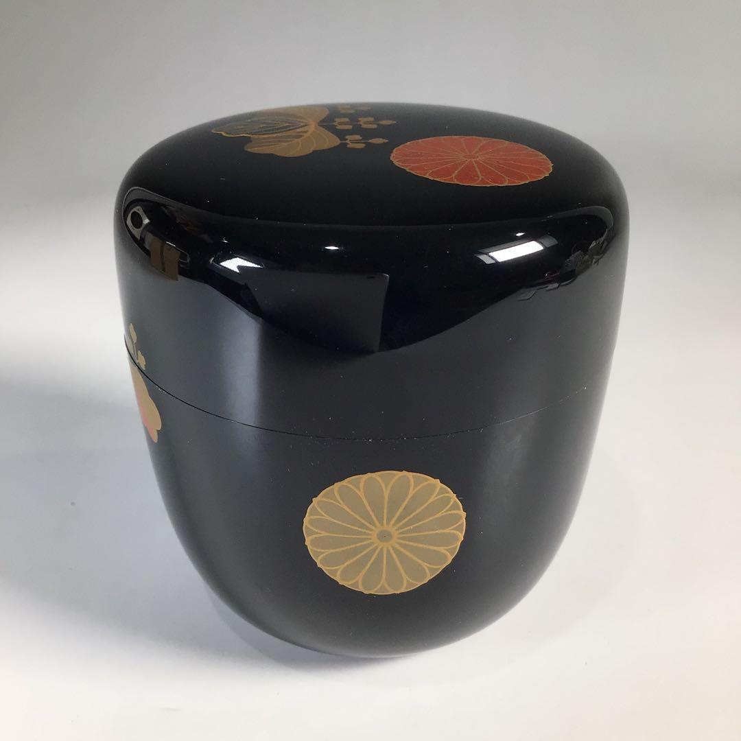 M930 棗 『中川秀甫作』『黒漆塗』『高台寺蒔絵』『中棗』 共箱