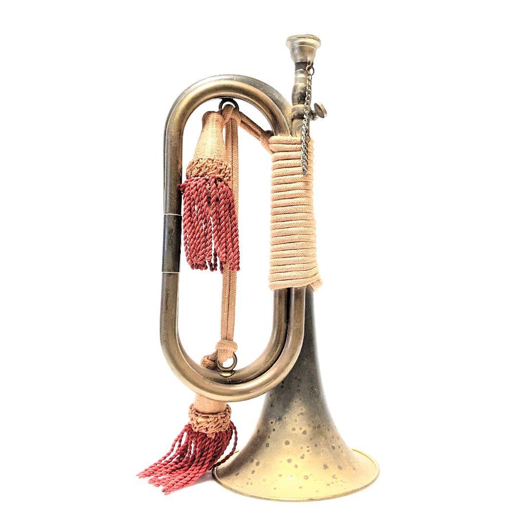 【当時物】旧日本軍・軍隊ラッパ（喇叭）信号ラッパ・突撃ラッパ 二つ巻【紐状態良】